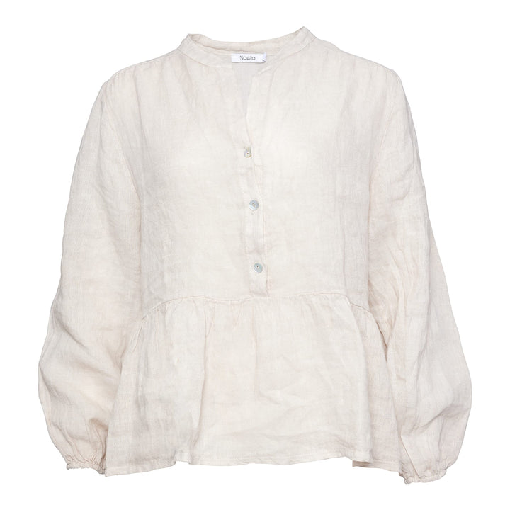 Noella - Rosi Blouse Linen - Beige Bluser 