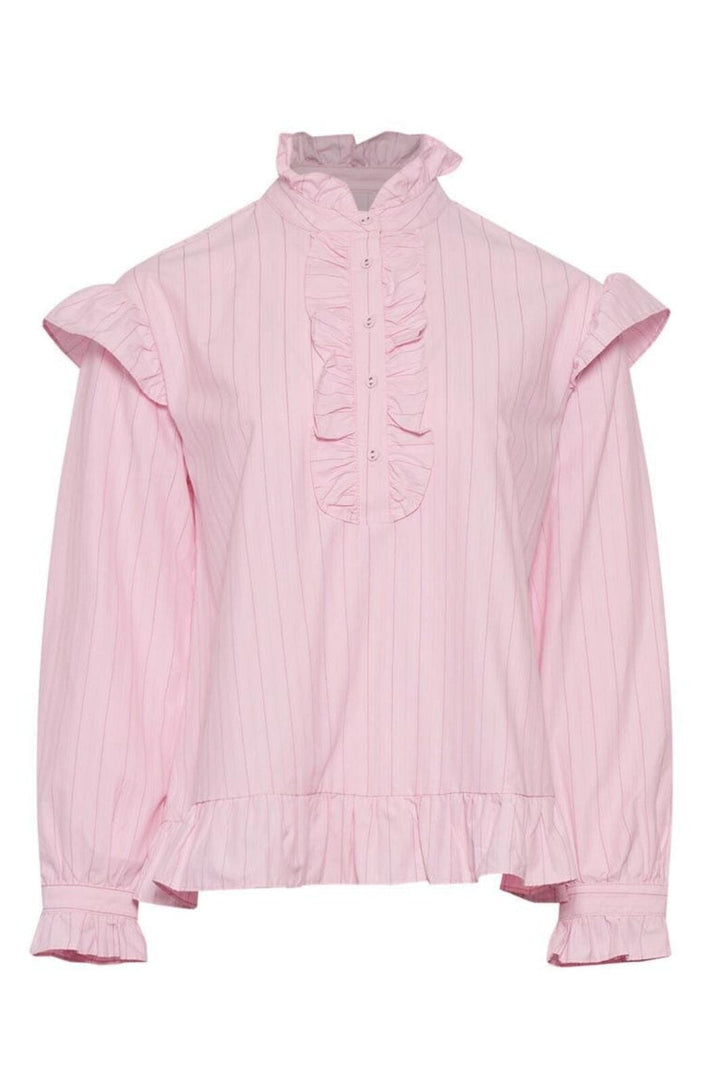 Noella - Sally Blouse - Light Pink Stripe Bluser 