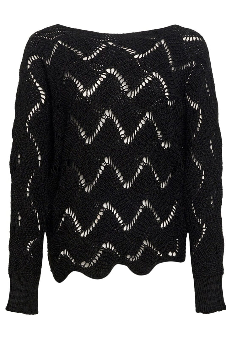 Noella - Taffy Knit Sweater - Black Strikbluser 