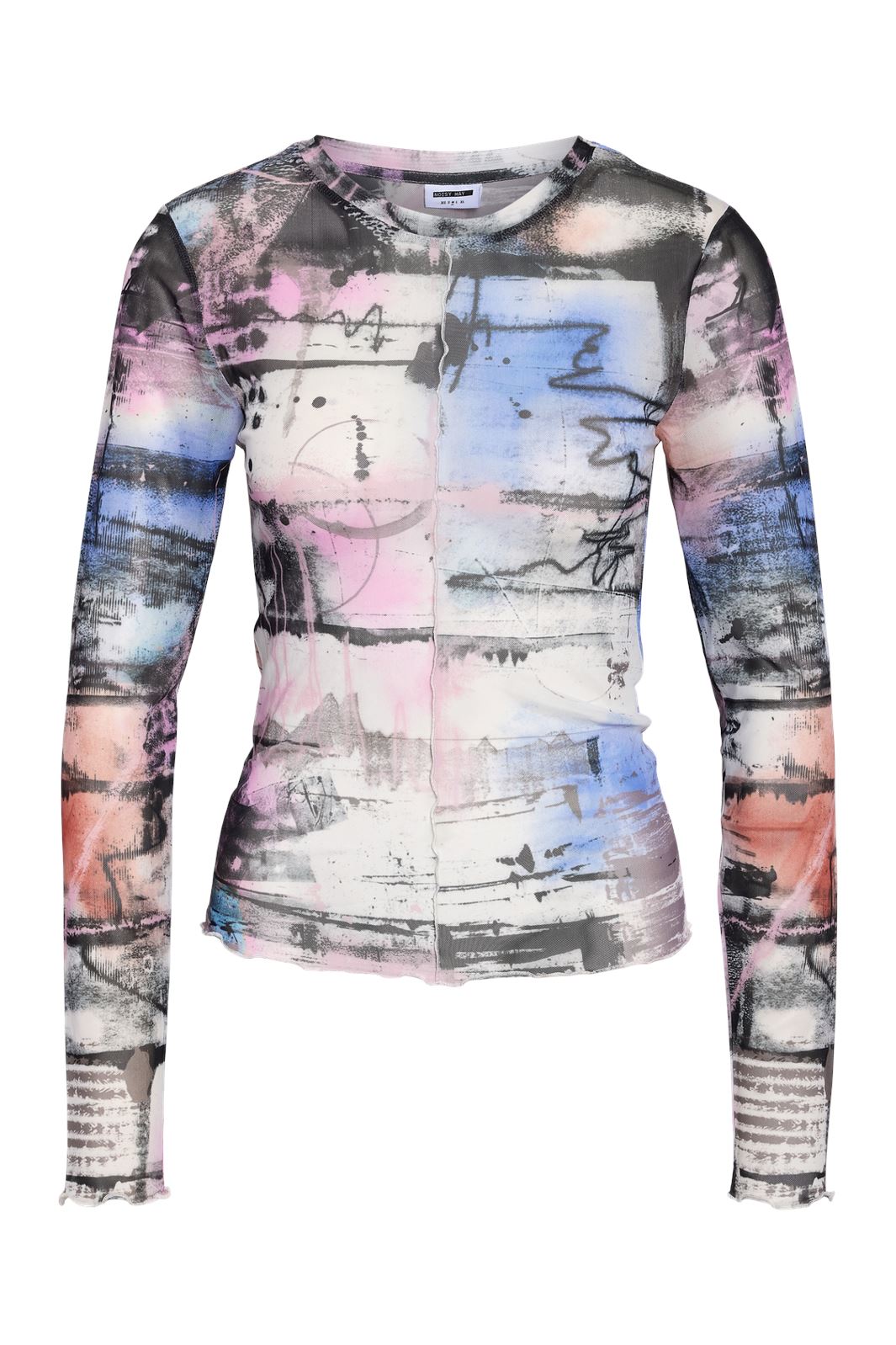 Noisy May - Nmlucia L/S O-Neck Top - 4721028 Ghost Gray Colorful Stripes