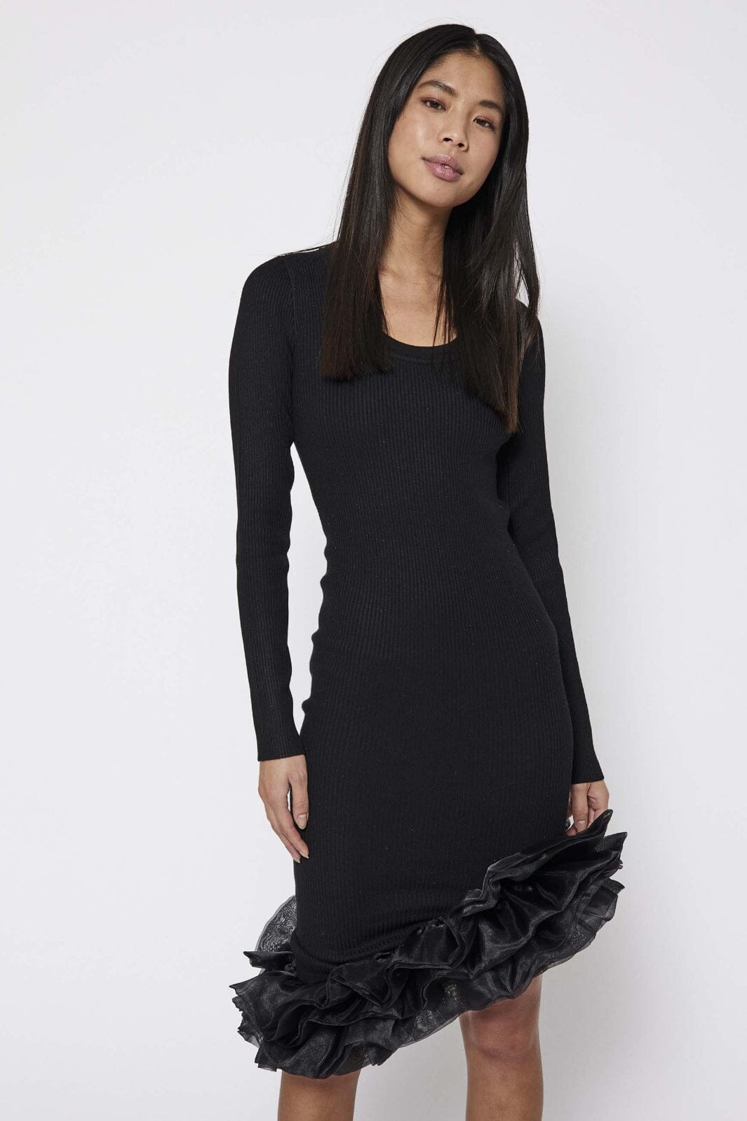 NORR - Sherry Organza Knit Dress - Black Kjoler 