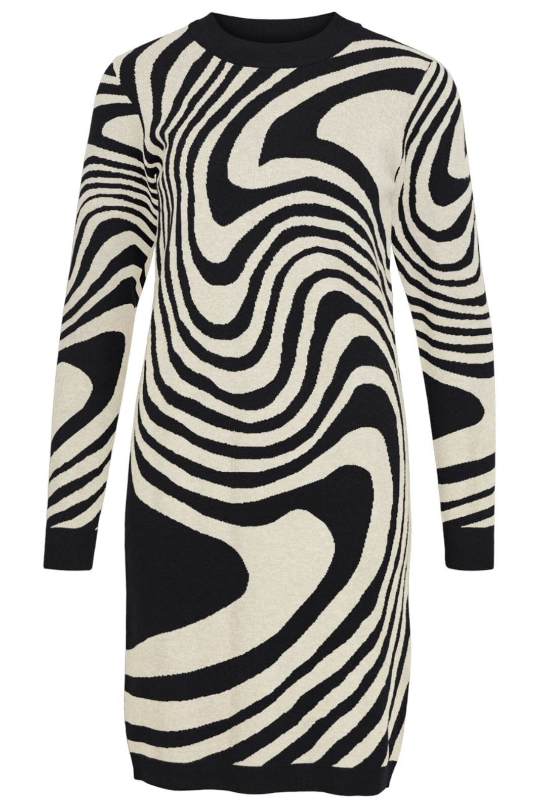 Object - Objray L/S Knit Dress - 4597727 Black Sandshell Zebra