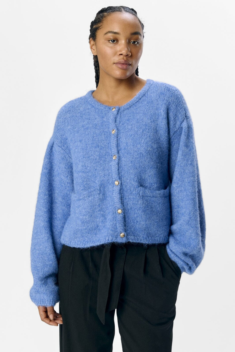 Object - Objsaggia Lo L/S Knit Cardigan 135 - 4781554 Cornflower Blue