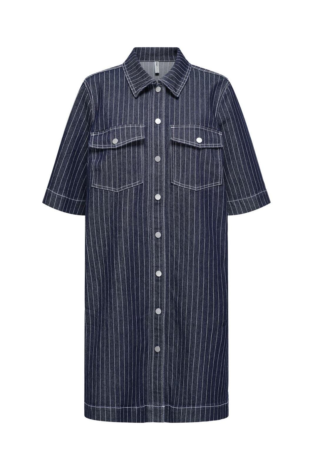 Only - Onlbelle S/S Stripe Dress Gua - 4740251 Dark Blue Denim Stripe