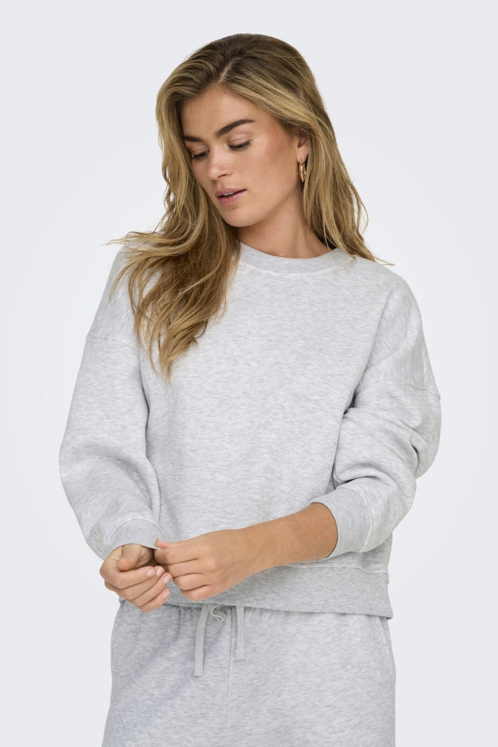 Only - Onlbest L/S Crew Neck Swt - 4748477 Light Grey Melange Sweatshirts 