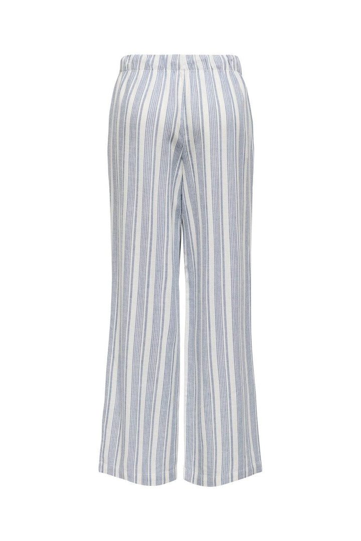 Only - Onlcaro Linen Bl Pull-Up Pant Cc - 4727301 Coronet Blue Bright White