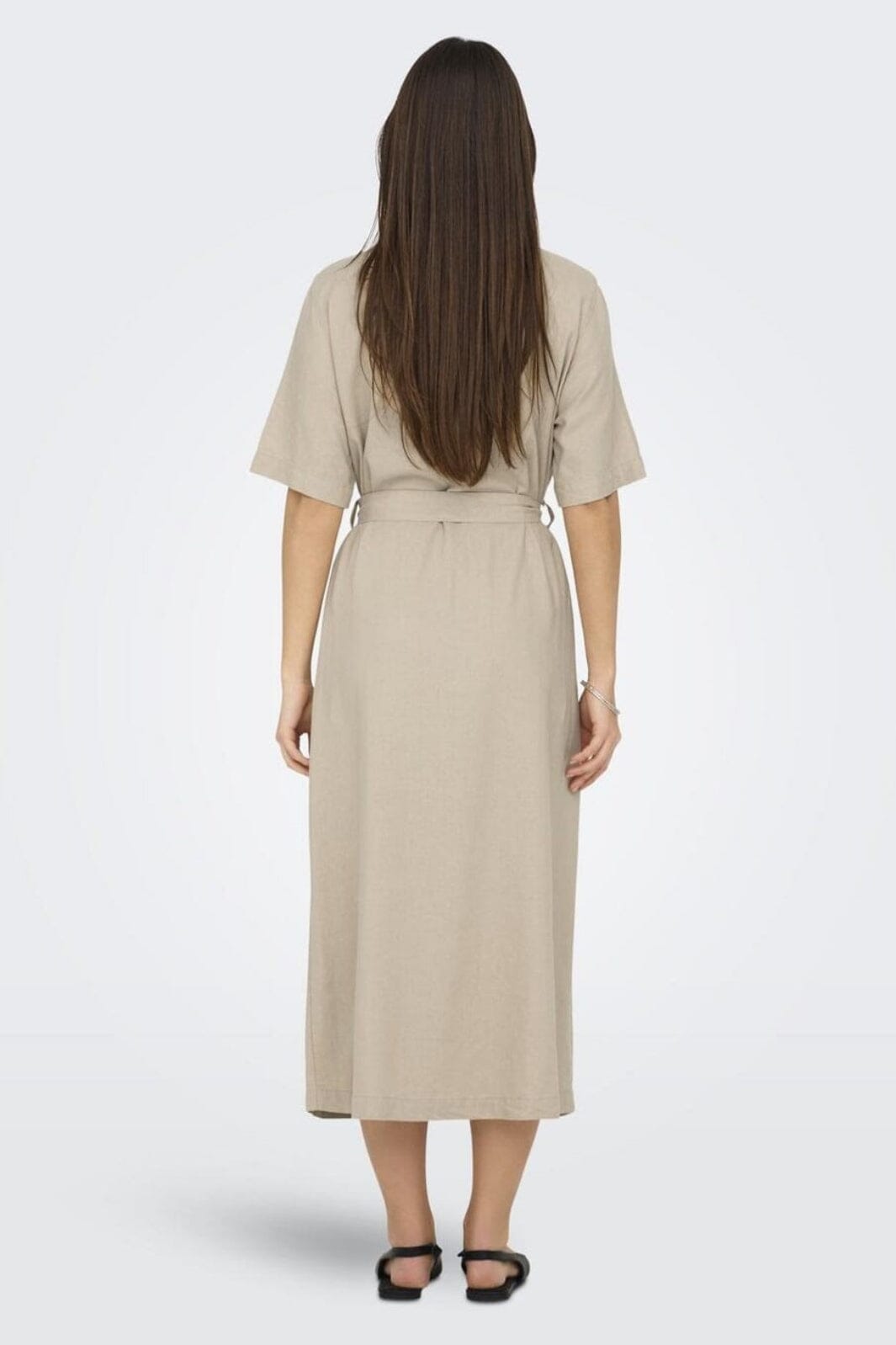 Only - Onlcaro S/S Linen Bl Belt Dress Cc - 4727101 Oxford Tan