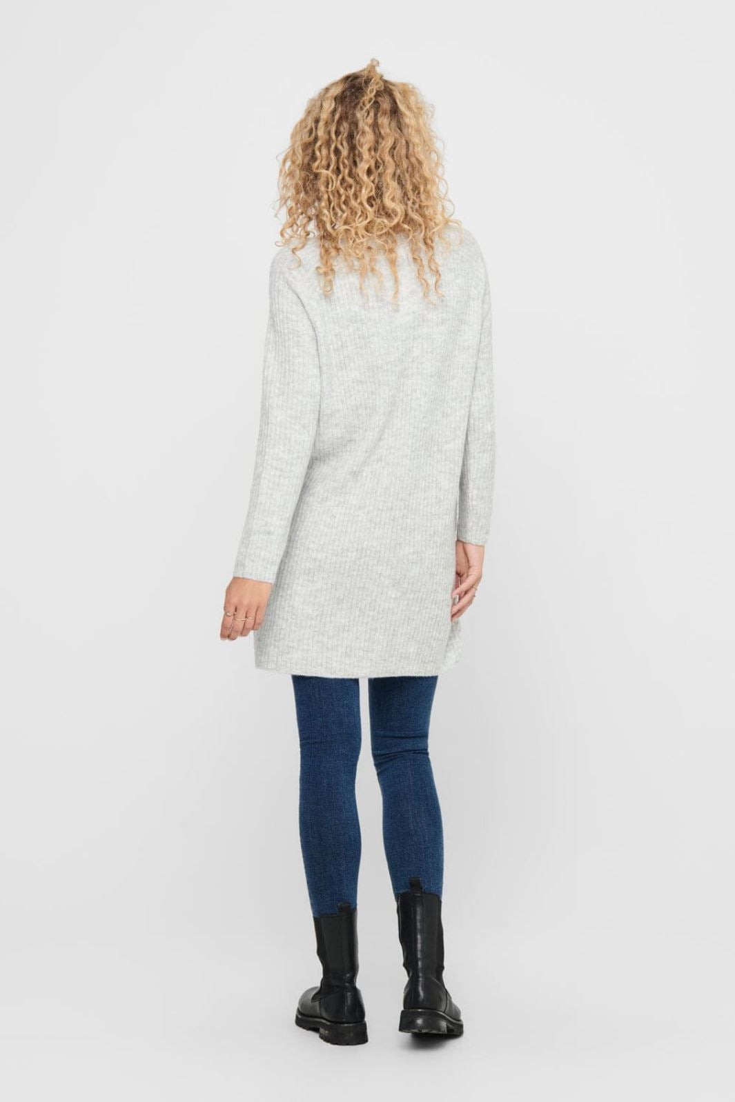 Only - Onlcarol L/S Dress Knt - 3278731 Light Grey Melange Kjoler 