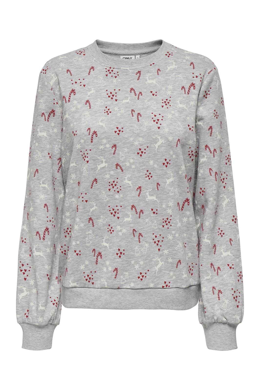 Only - Onlchristmas L/S O-Neck Swt - 4580772 Light Grey Melange Hearts