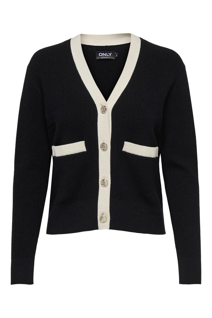 Only - Onlclassy L/S V-Neck Cardigan Knt - 4741994 Black White