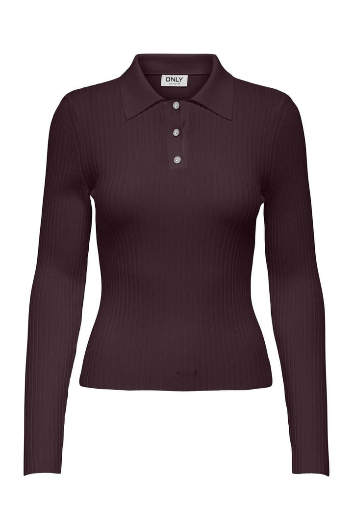 Only - Onlelisa L/S Rib Polo Knt - 4830988 Winetasting