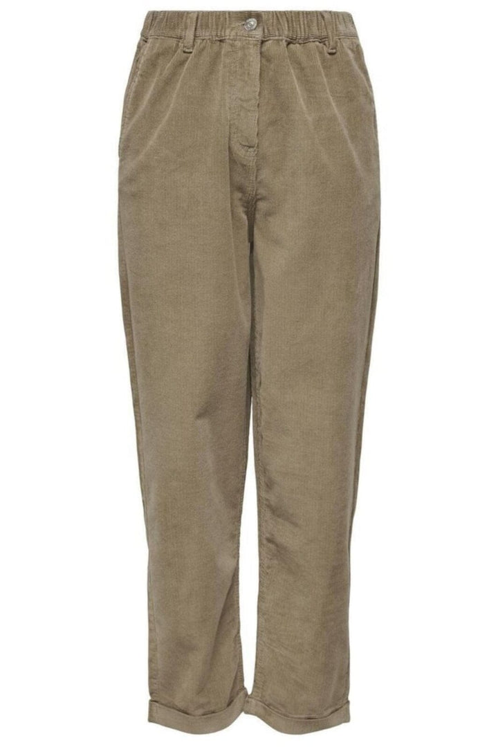 Only - Onlflora Ela Cord Carrot Pant - 4337288 Weathered Teak Bukser 