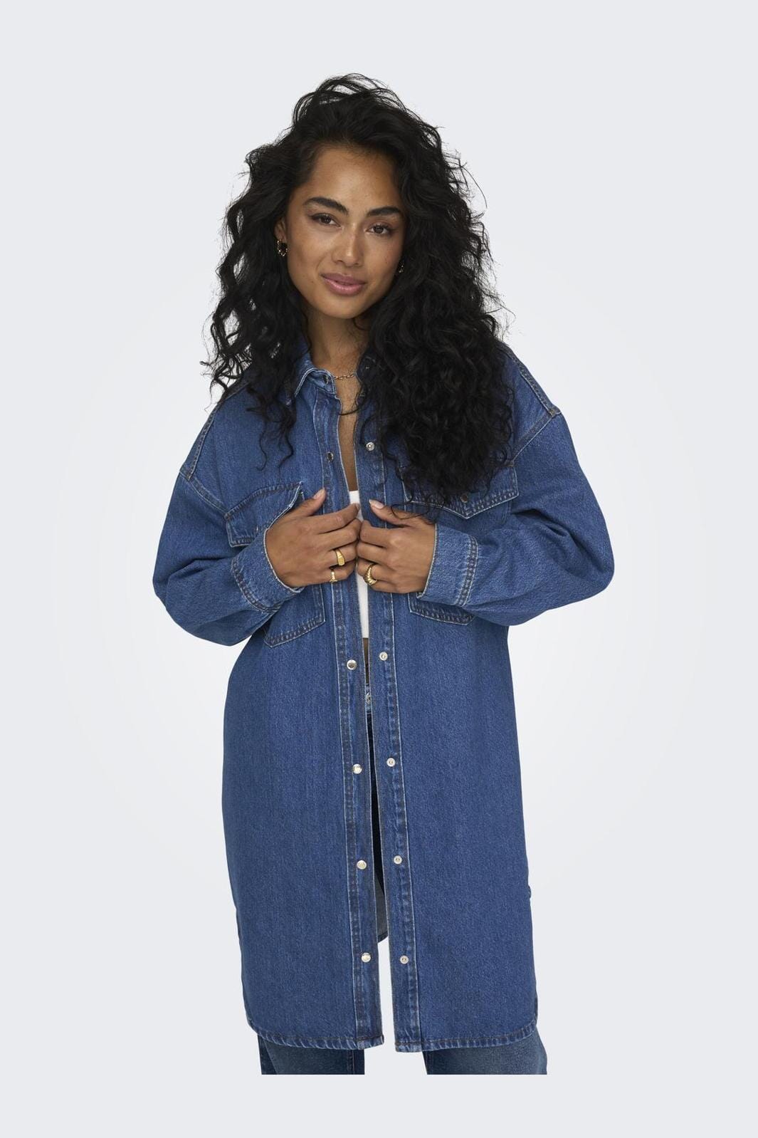 Only - Onlfloyd Ls Ovs Dress Azg - 4706110 Medium Blue Denim