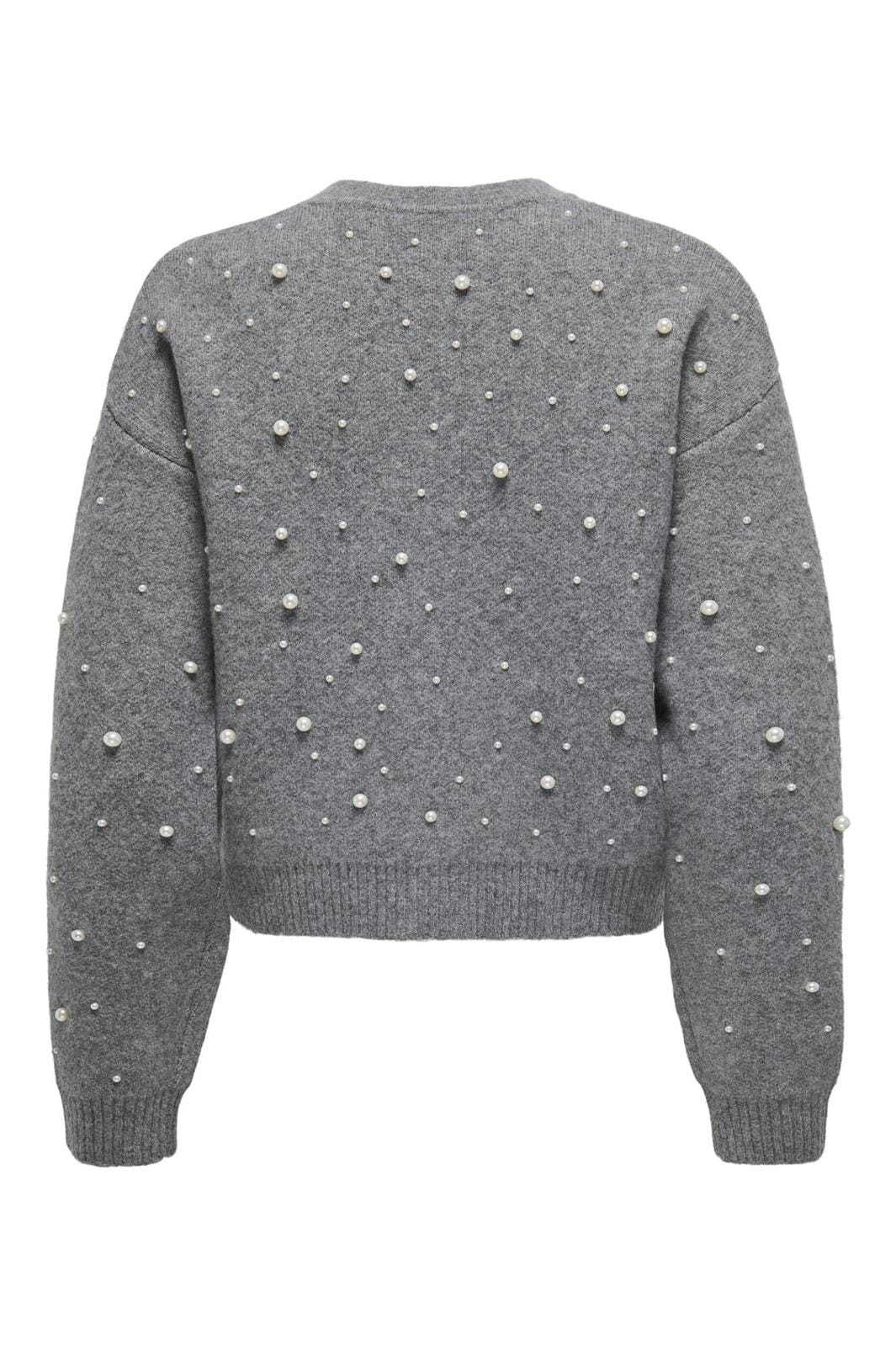 Only - Onlfranka Life Ls Pearl Bomber Knt 15334886 - 4632342 - Medium Grey Melange White Pearls