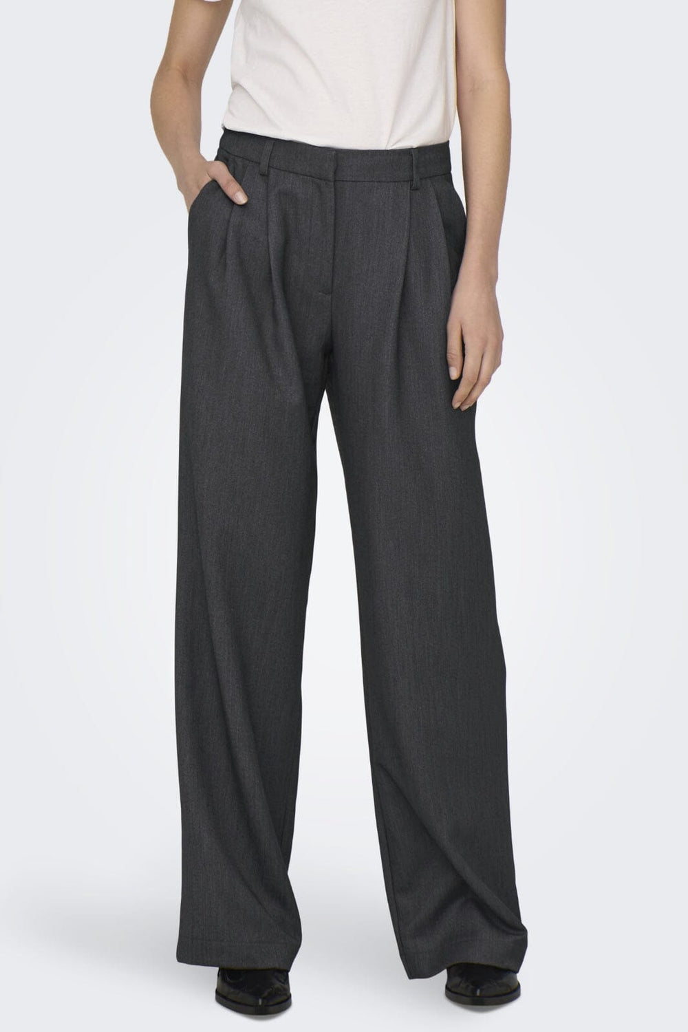 Only - Onlhattie Pleat Mel Str Pant Tlr 15304707 - 4330959 - Dark Grey Melange