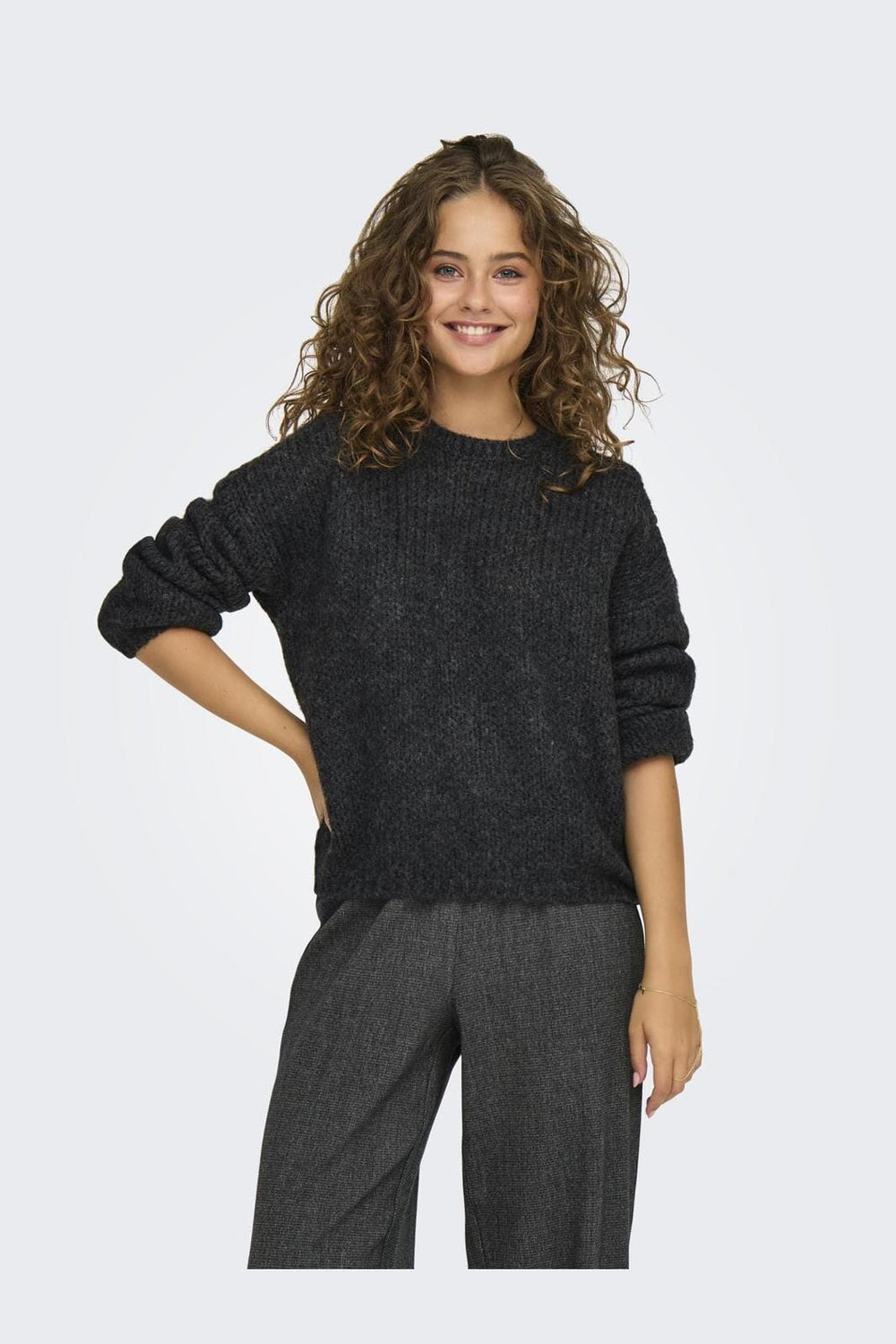 Only - Onljackie Ls Pullover Knt - 4552785 Dark Grey Melange