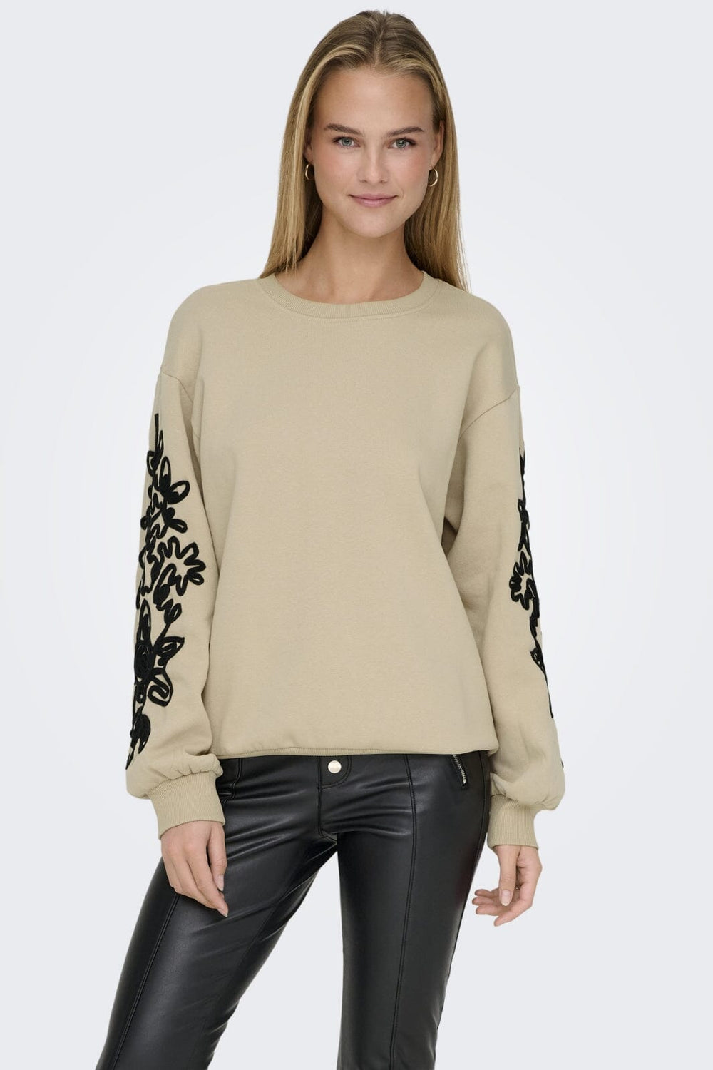 Only - Onljanis L/S O-Neck Swt - 4696069 Humus Henna Flower (Black)