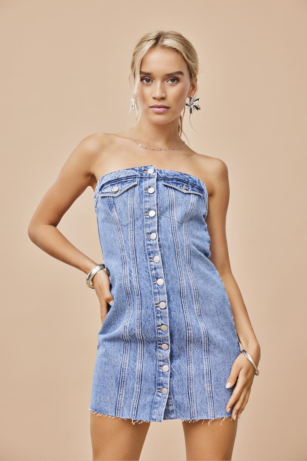 Only - Onljasmine Corset Dress Dot - 4300821 Medium Blue Denim