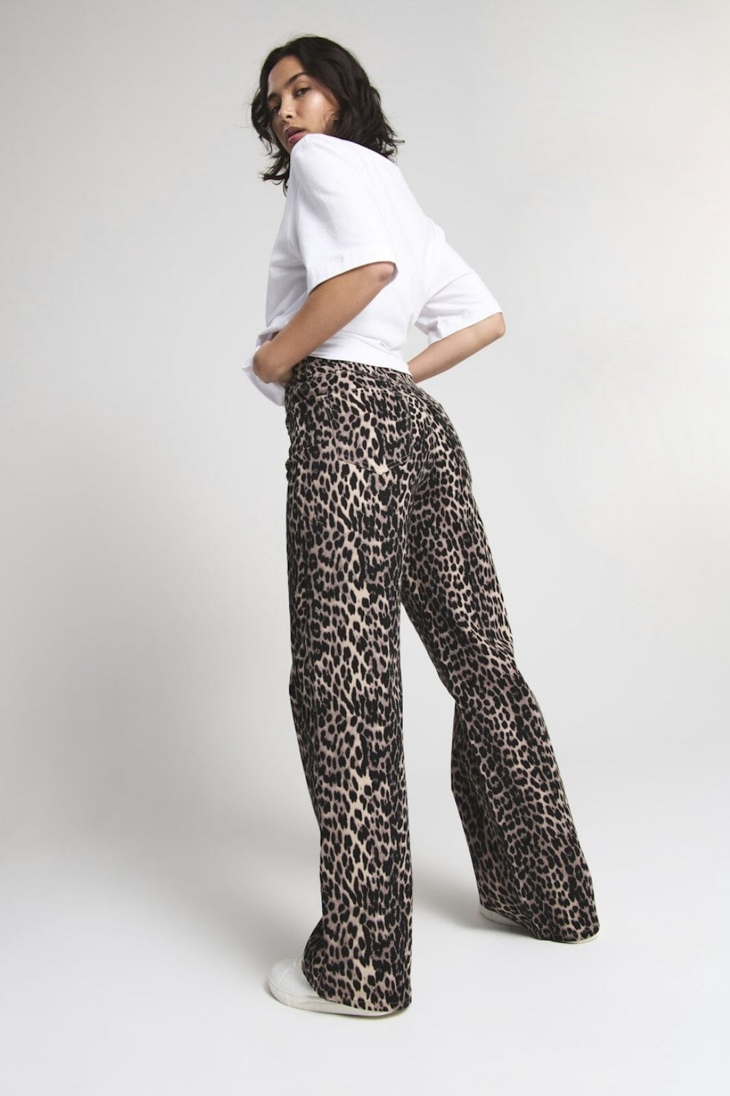 Only - Onljuicy-Anlie Wide Pant - 4688029 Black Leo Bukser 