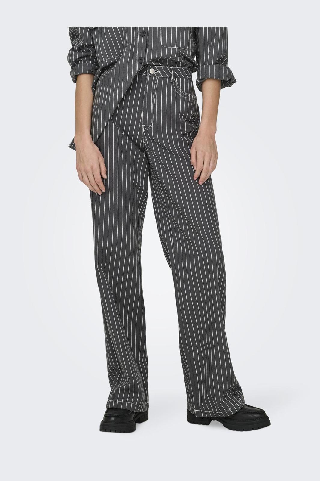 Only - Onljuicy Dollas Straig Stripe Cc - 4555875 Magnet Cloud Dancer Pinstripes