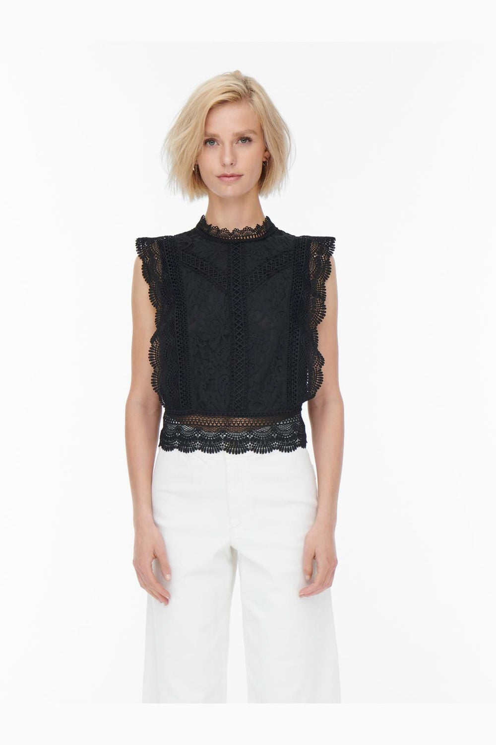 Only, Onlkaro S/L Lace Top, Black