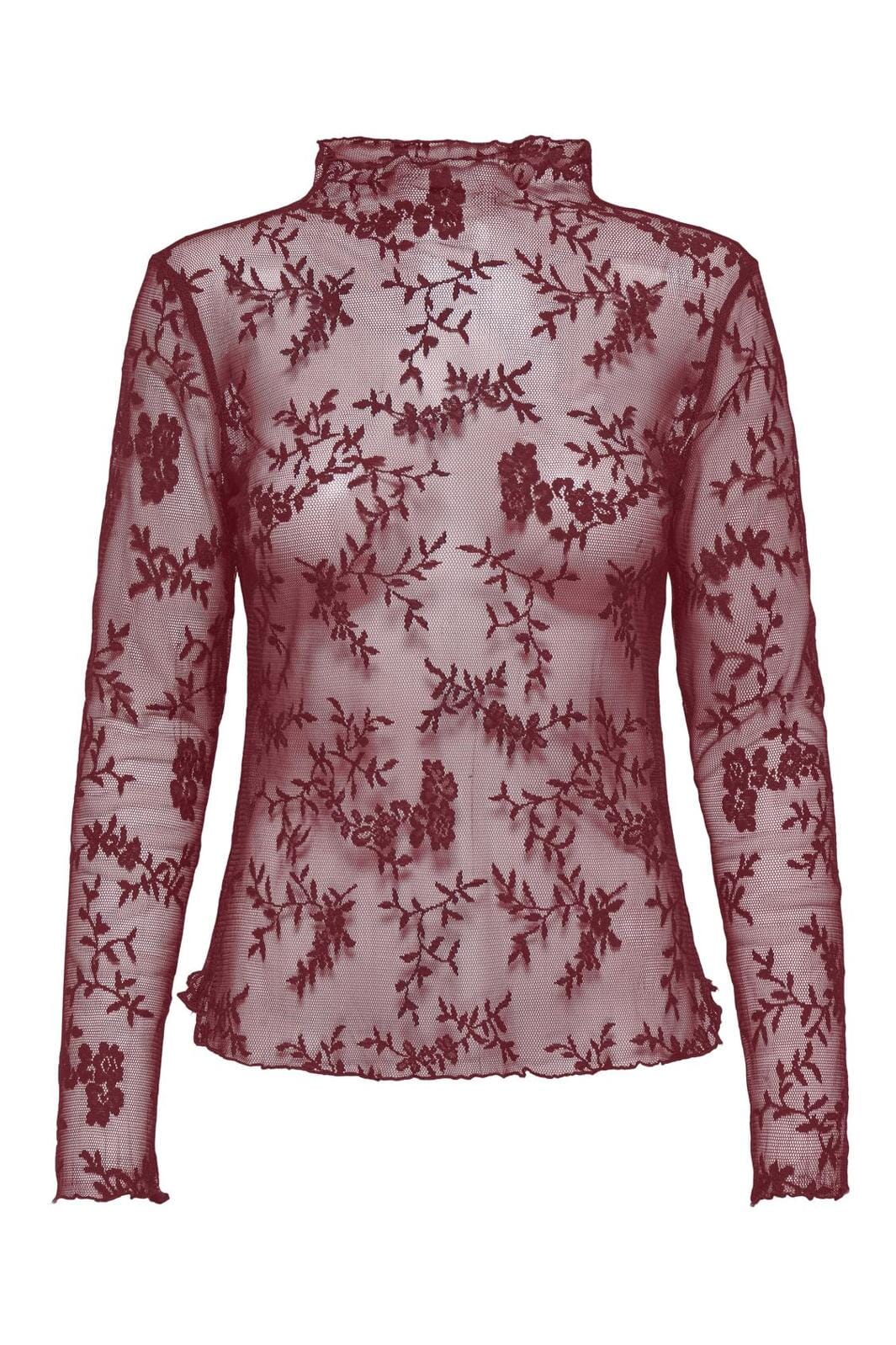 Only - Onllinley Ls Lace Top - 4765865 Cabernet