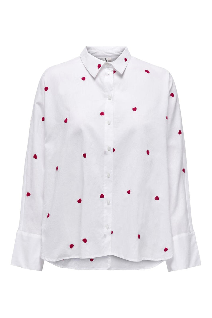 Only - Onlnew Lina Grace Ls Emb Shirt - 4129973 Bright White Heart