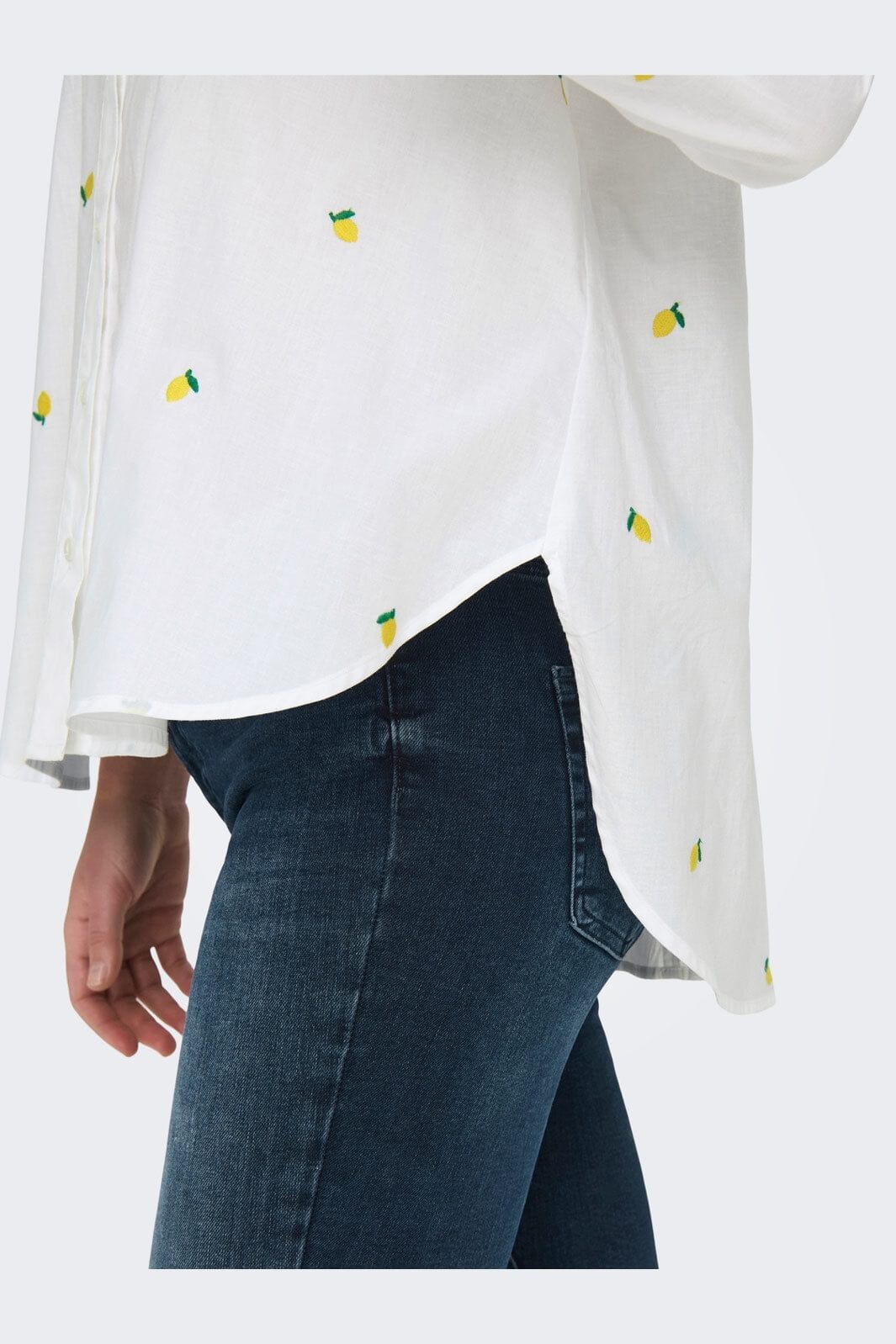 Only - Onlnew Lina Grace Ls Emb Shirt - 4405238 Bright White Lemon