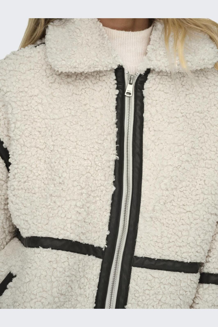 Only - Onlparis Teddy Jacket Life - 4505352 White Sand Black