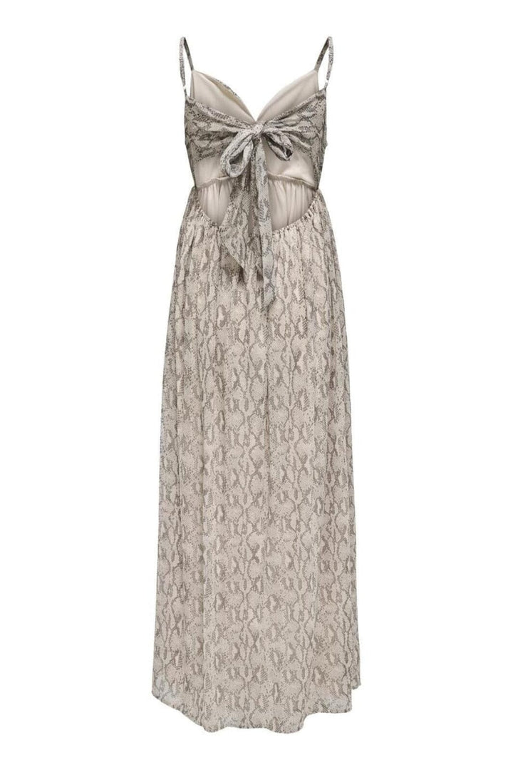 Only - Onlsadia Life Strap Bow Maxi Dress - 4743239 Pastel Parchment Snake W Crystal G- Silent S- Pavem Kjoler 