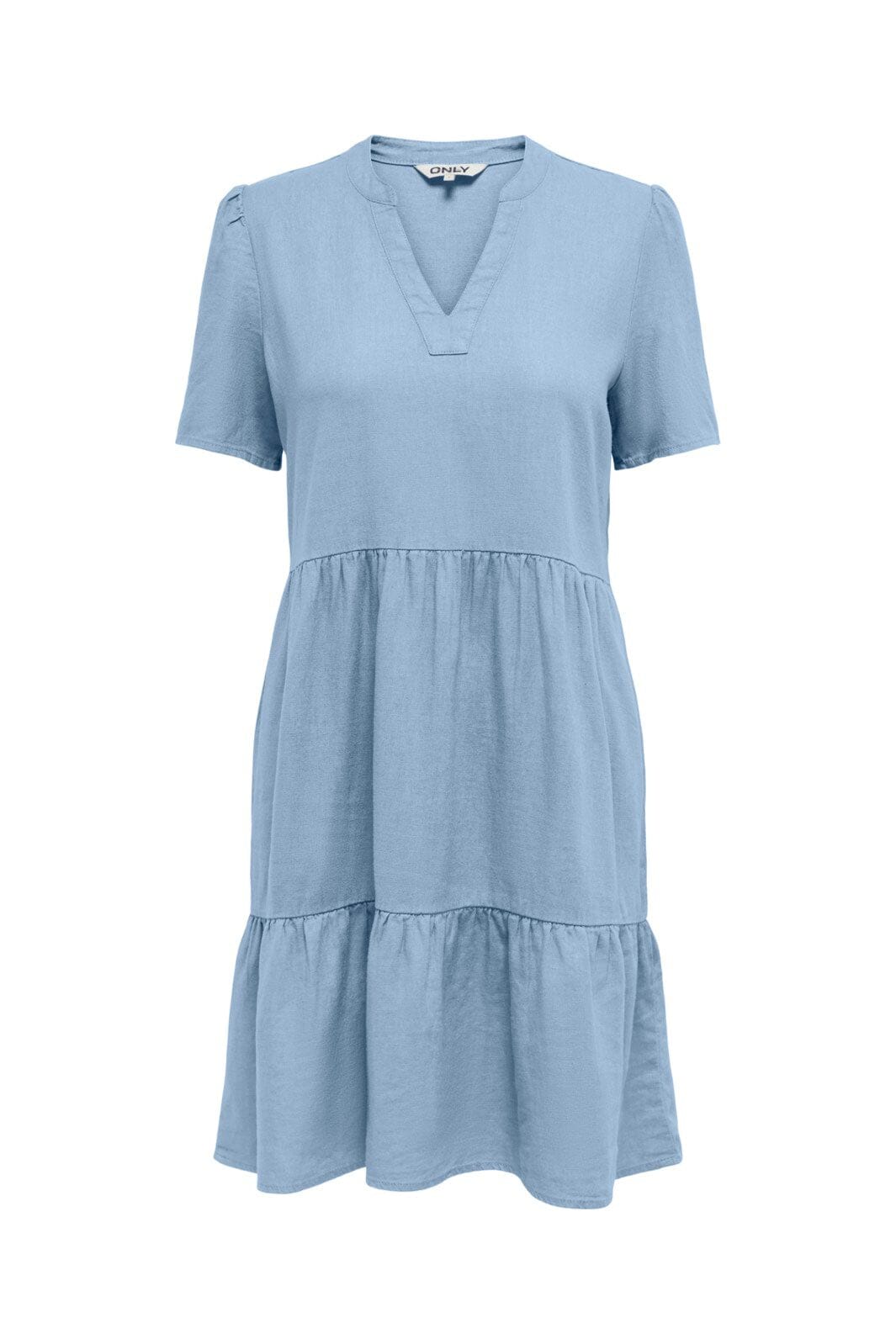 Only - Onltiri-Caro S/S V-Neck Lin Dress Cc - 4458240 Cashmere Blue