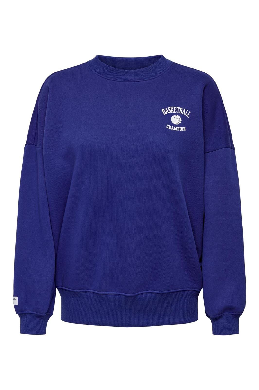 Only - Onlwendie L/S Basket O-Neck Swt - 4581870 Clematis Blue Basketball + Labels Brooklyn