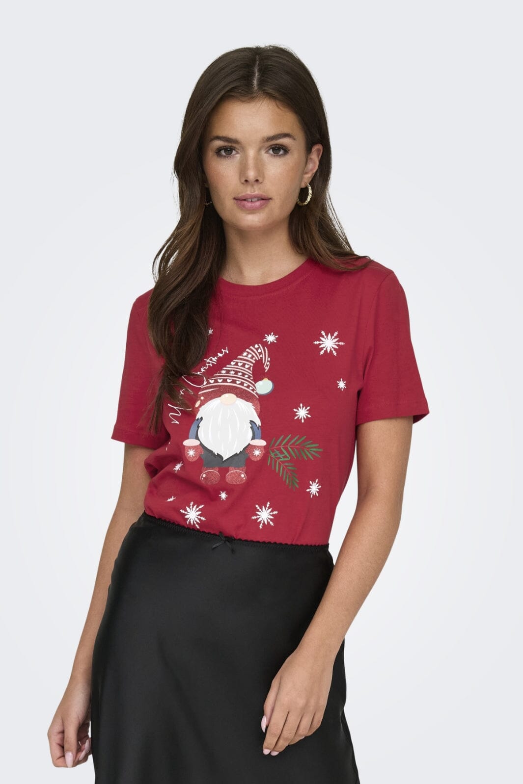 Only - Onlxmas Life Yrsa Christmas S/S Top - 4579228 Urban Red Hat In Eyes T-shirts 