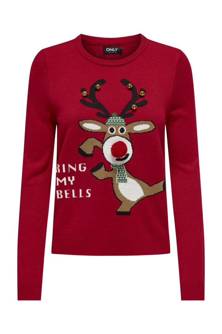 Only - Onlxmas Ls O-Neck Mix Detail Box Knt - 4552442 Chili Pepper Bell Reindeer