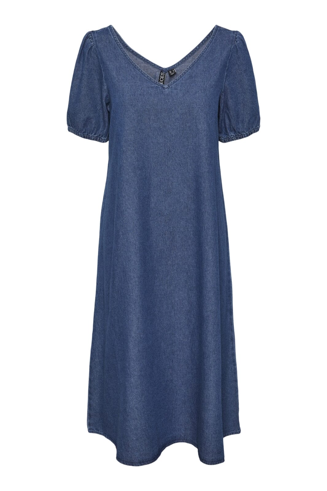 Pieces - Pcamag Ss V-Neck Long Dress - 4476699 Medium Blue Denim Kjoler 