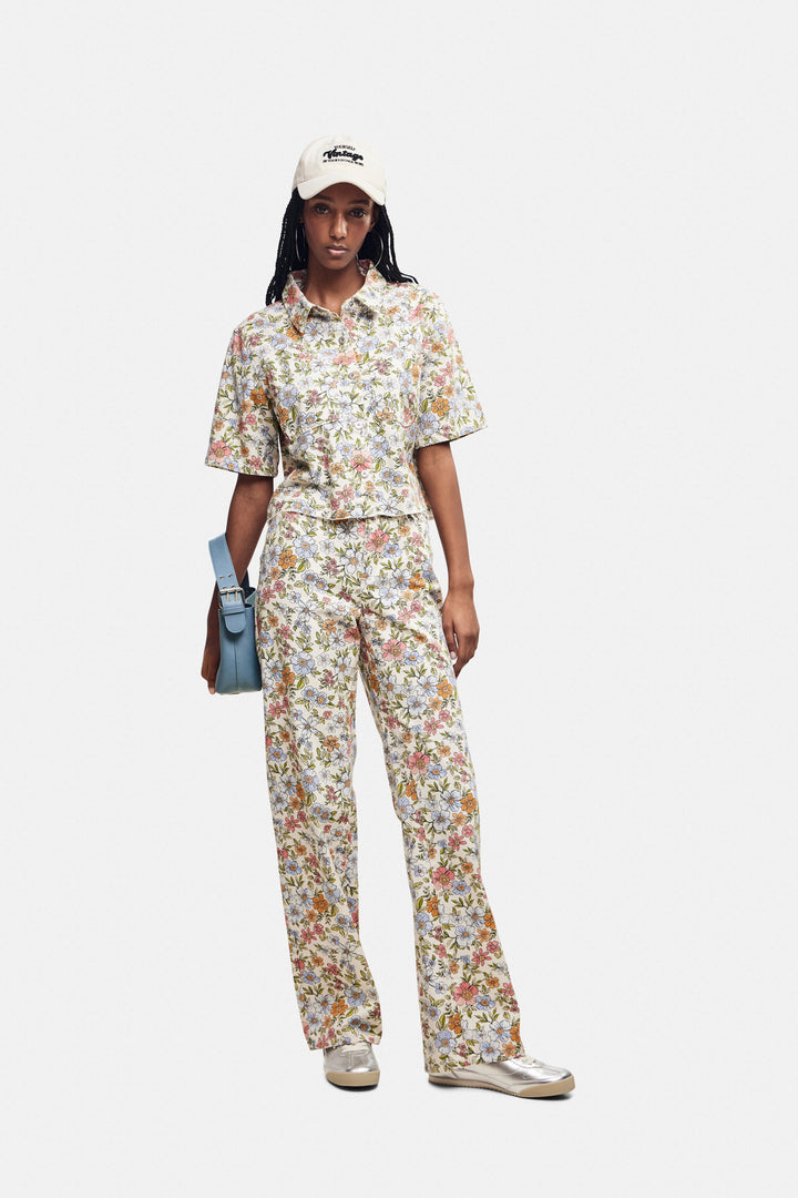 Pieces - Pcblume Ss Shirt - 4494898 Birch Flower Meadow Skjorter 