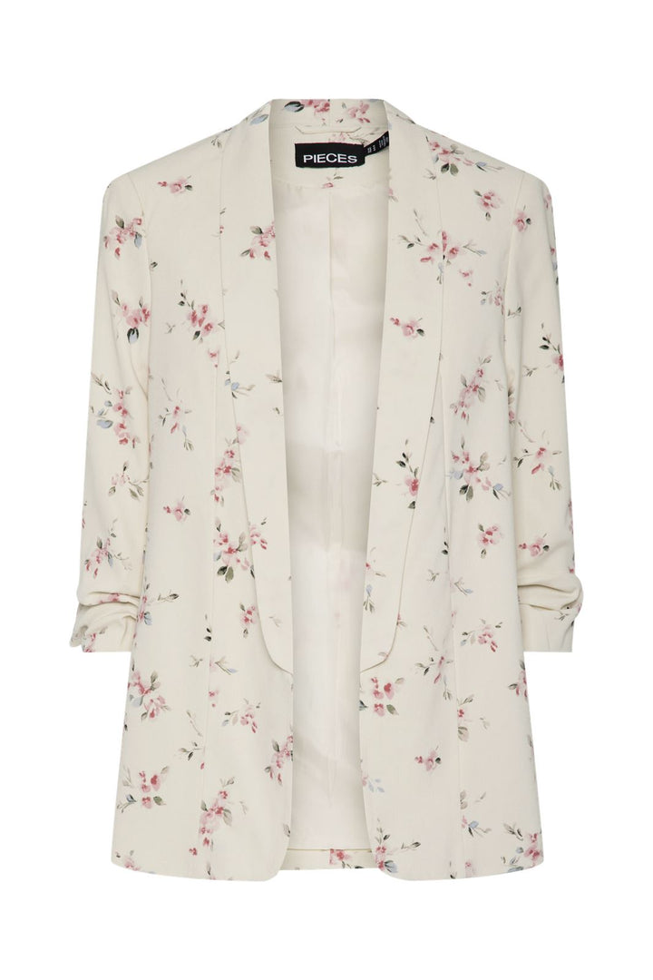 Pieces - Pcbosella 3/4 Printed Blazer - 4666617 Whitecap Gray Flower