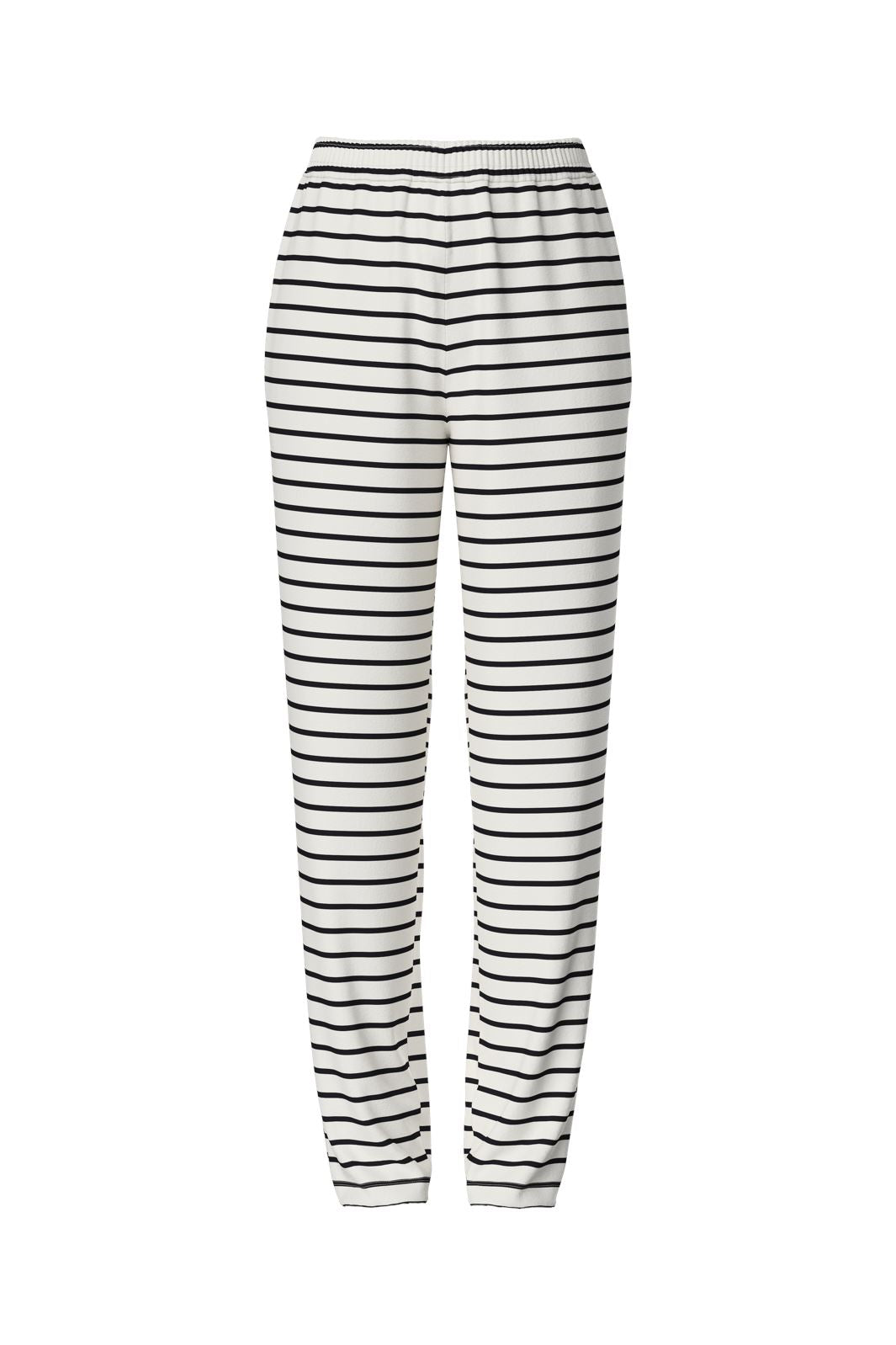 Pieces - Pcchilli Straight Stripe Pants - 4701513 Cloud Dancer Black