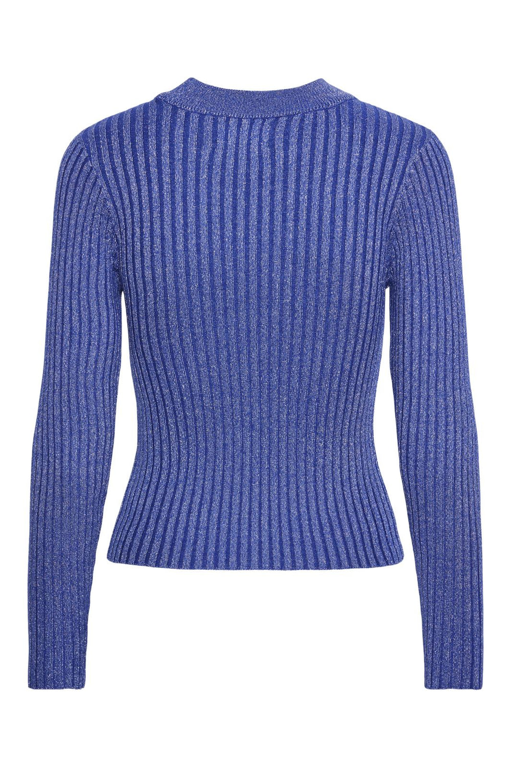 Pieces - Pccrista Ls Lurex O-Neck Knit Mm - 4584286 Bellwether Blue Silver Lurex