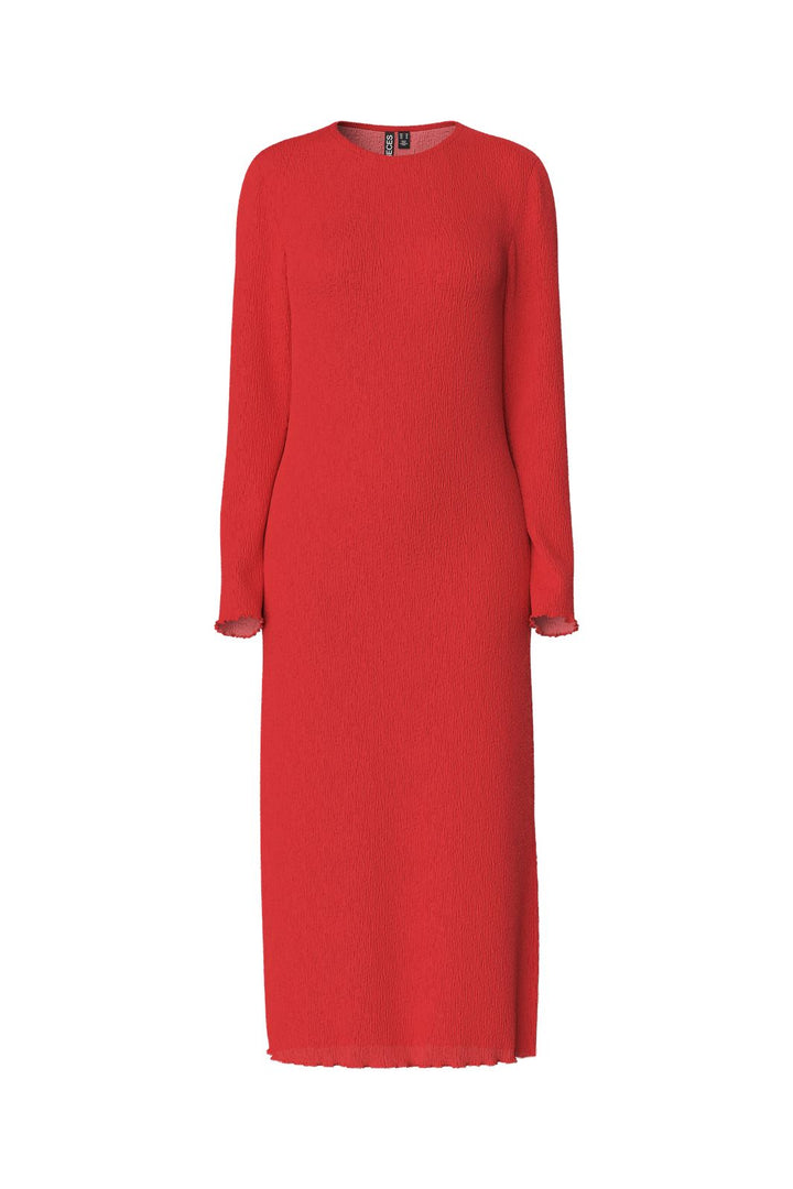 Pieces - Pcflora Ls Midi Dress - 4729145 Poppy Red