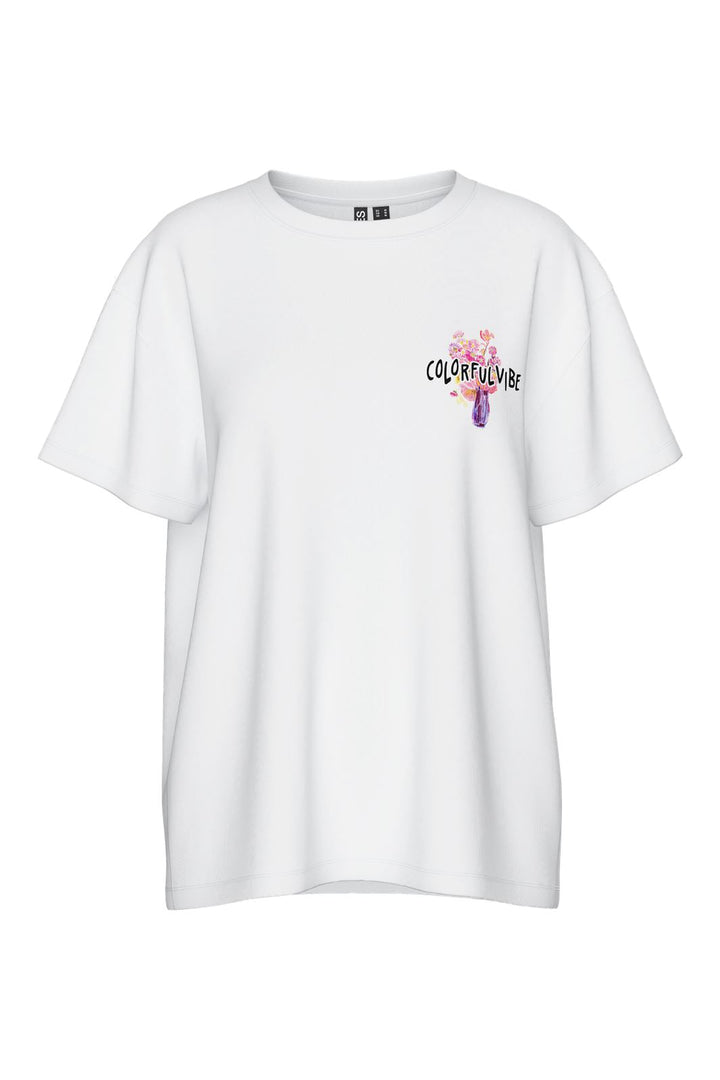 Pieces - Pcflower Ss Oversized Tee - 4794497 Bright White Flowers