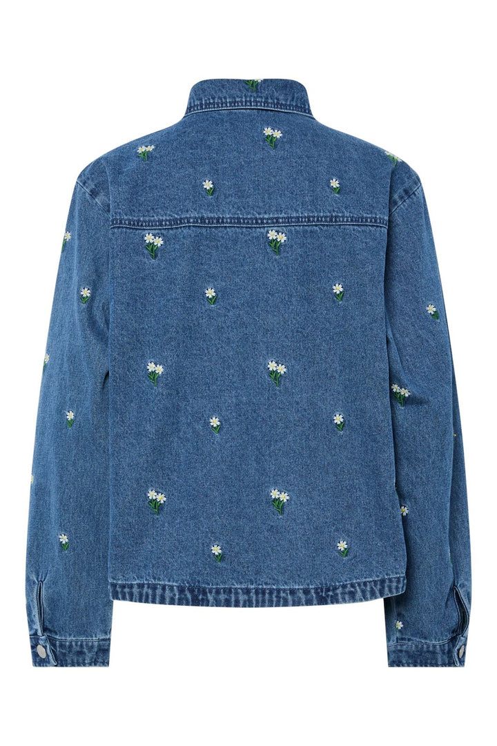 Pieces - Pcfreia Ls Denim Shirt Fsy - 4863499 Medium Blue Denim Flowers