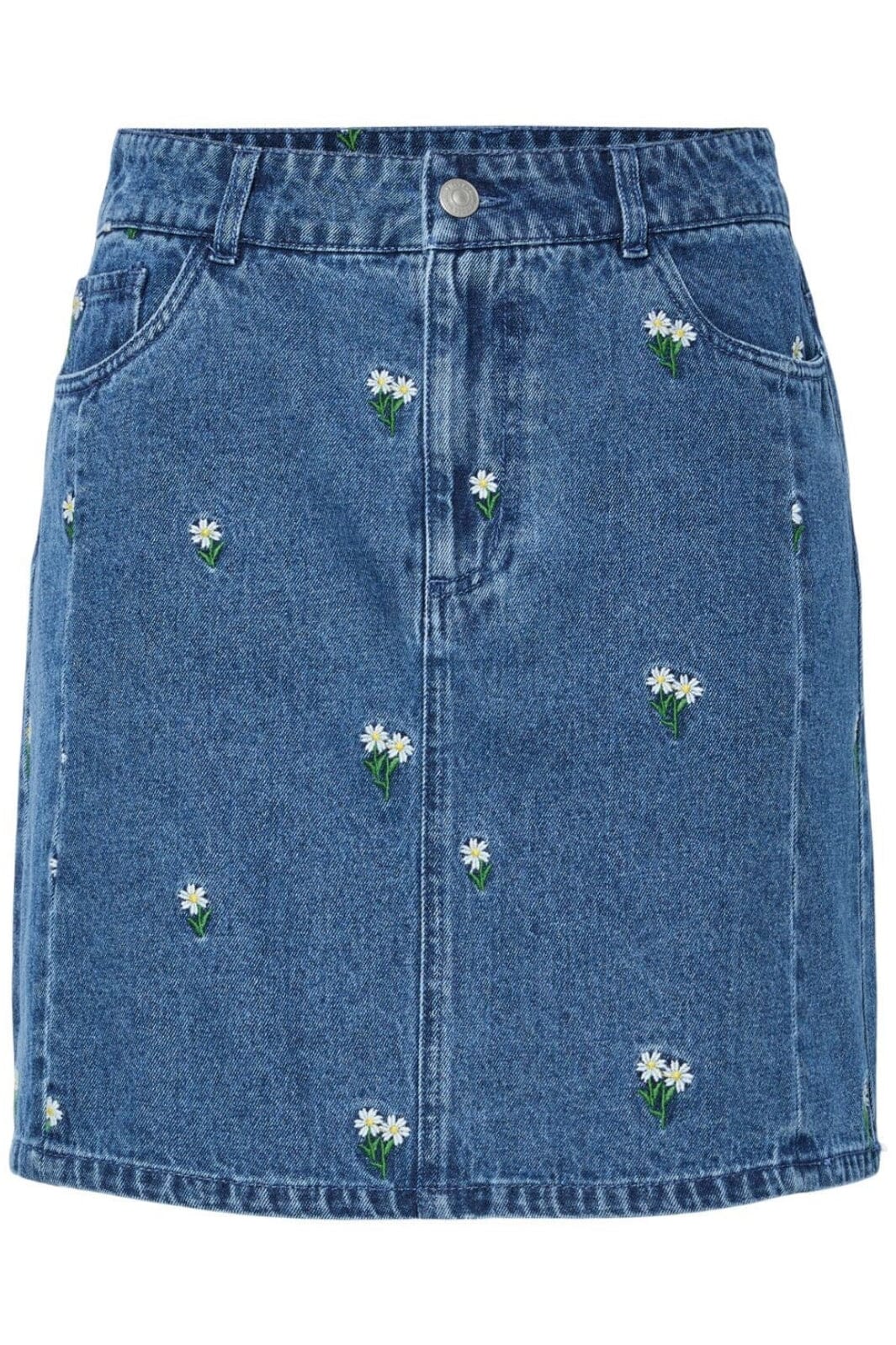 Pieces - Pcfreia Short Denim Skirt Fsy - 4863460 Medium Blue Denim Flowers