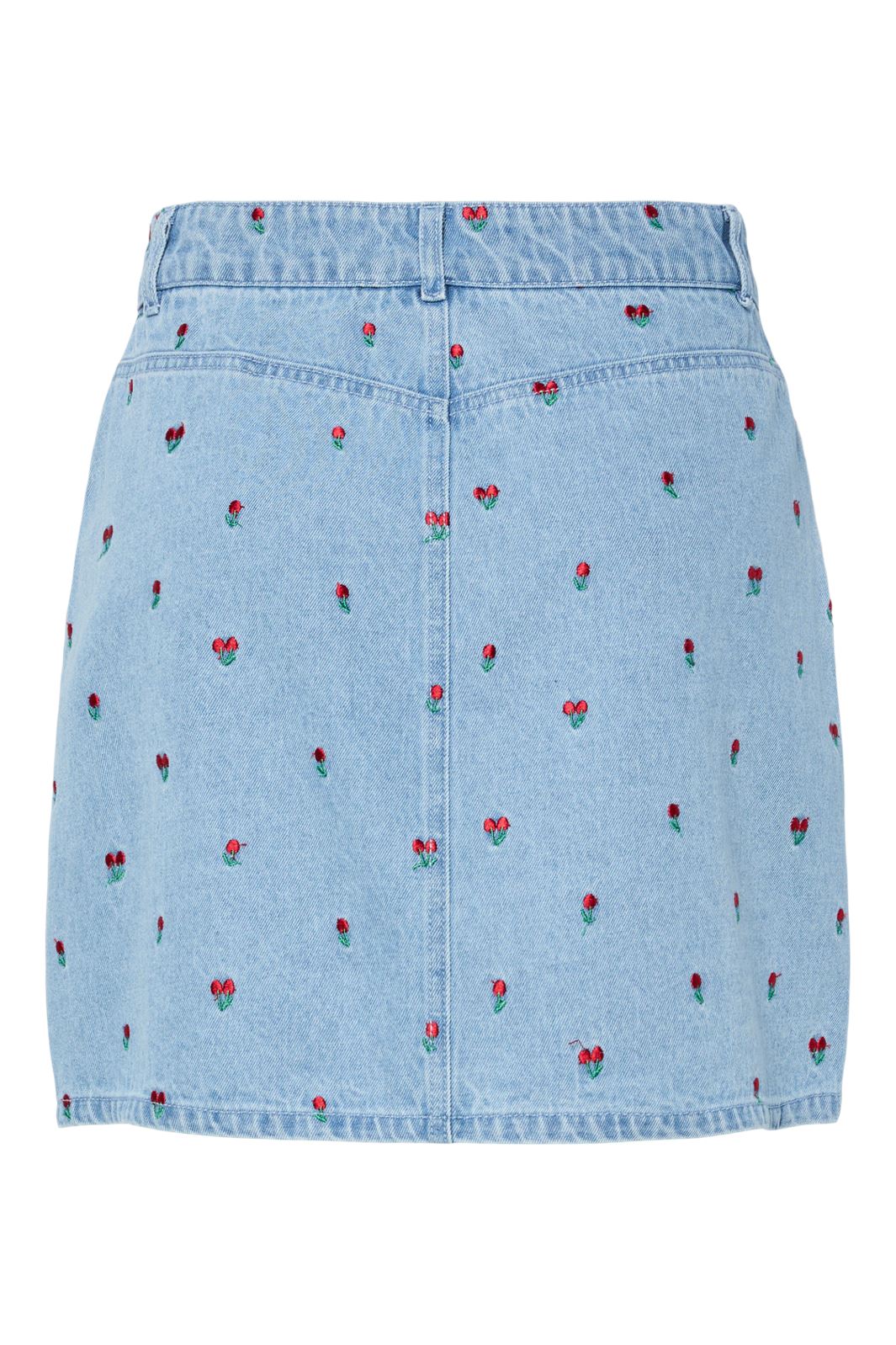 Pieces - Pcfreia Short Denim Skirt Fsy - 4925858 Light Blue Denim Tulips