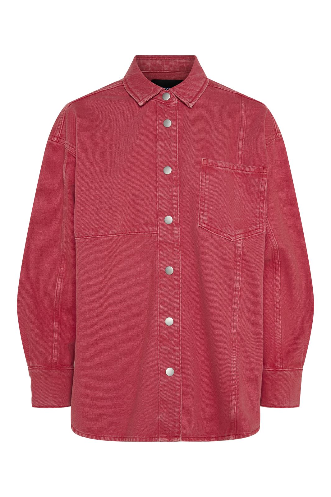 Pieces - Pcfria Ls Denim Shirt - 4732649 High Risk Red Washed