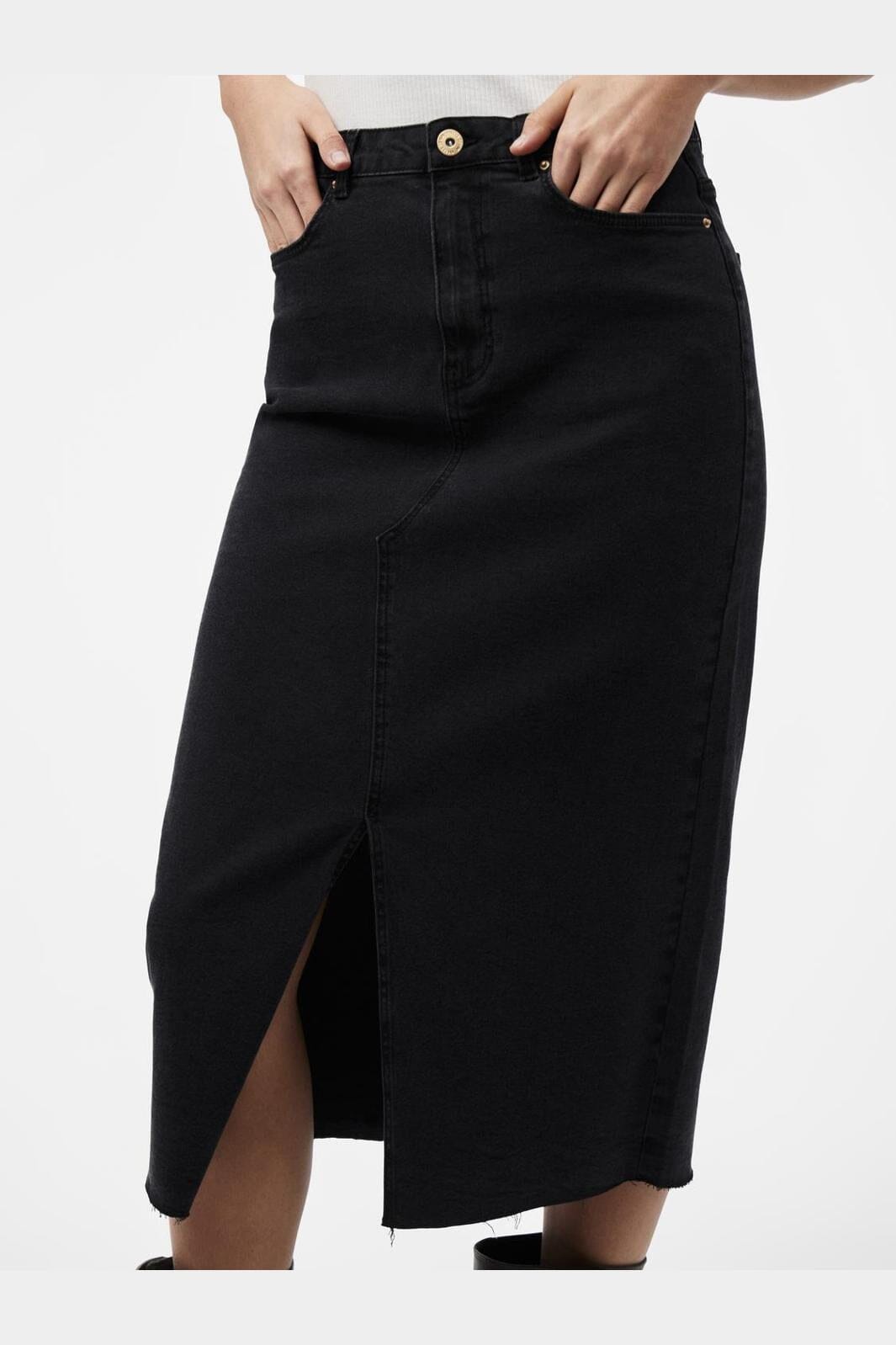 Pieces - Pcjessie Denim Midi Skirt - 4560724 Black