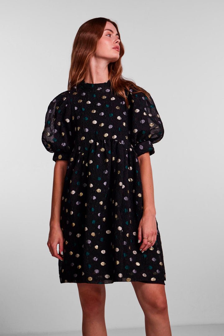 Pieces - PcJulia Ss Dress D2d - Black Multi Dots Kjoler 