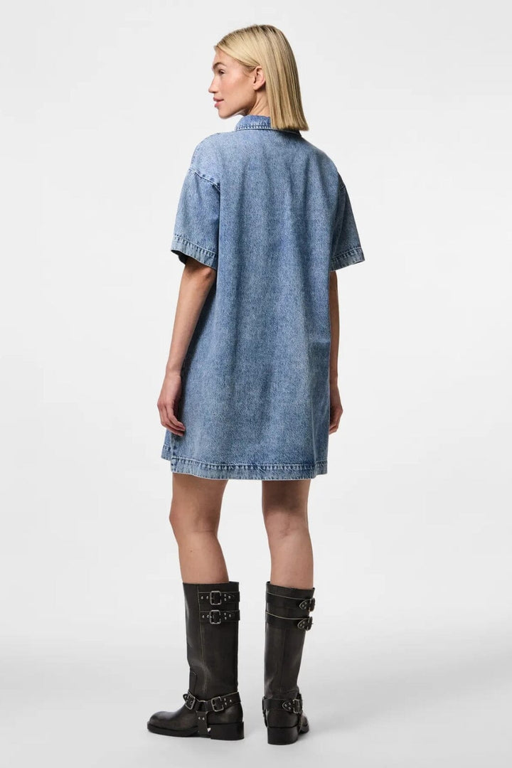 Pieces - Pckenya Ss A-Shape Denim Dress - 4642793 Medium Blue Denim