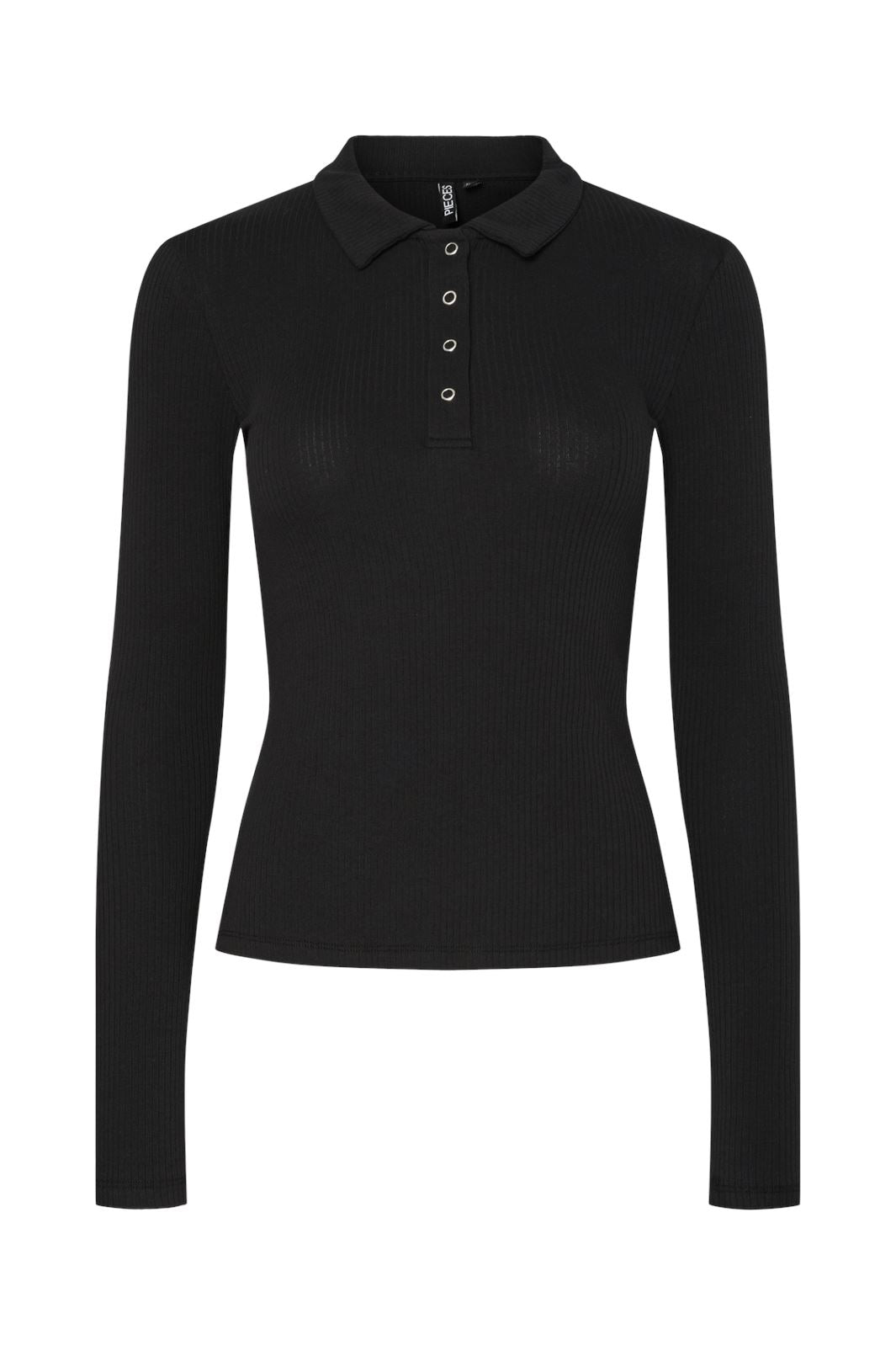 Pieces - Pckitte Ls Polo Top Kca - 4789973 Black