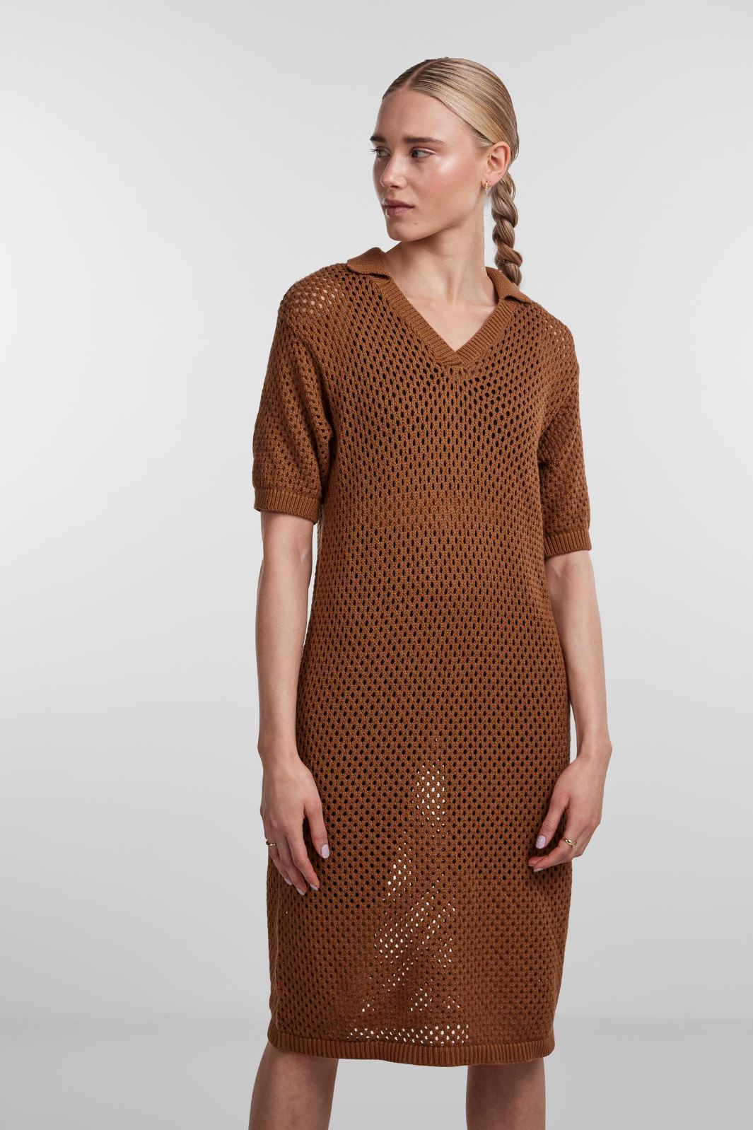 Pieces - Pclaya 2/4 Below Knee Polo Knit Dress - Thrush Kjoler 